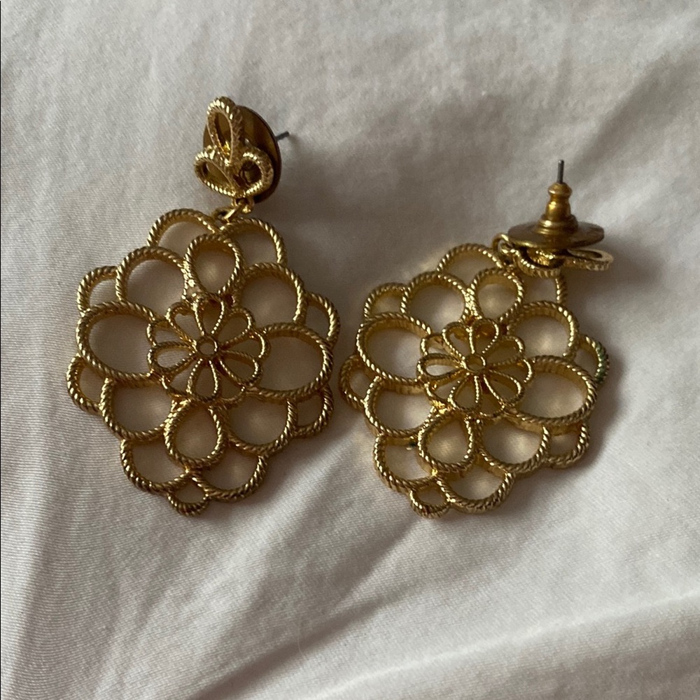 Gold floral earrings